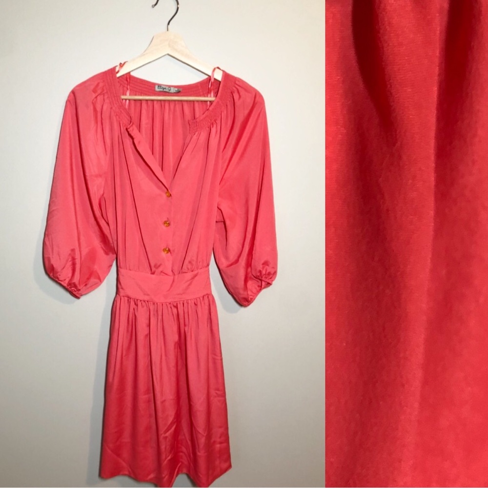 Eliza j coral tie dress gold buttons size 12